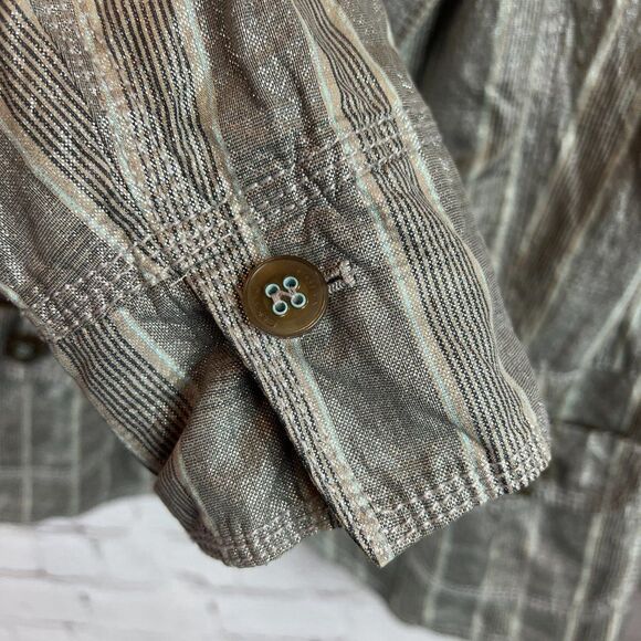LUISA CERANO gray cotton metallic check plaid lined pockets jacket blazer 8 - Picture 6 of 9
